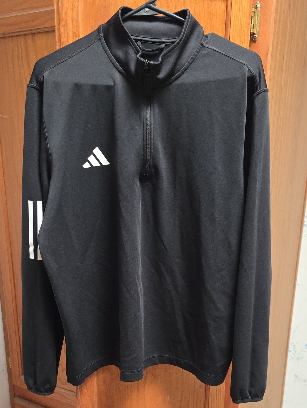 Adidas Black Lightweight 1/4 Zip Training Jacket with White Logo
